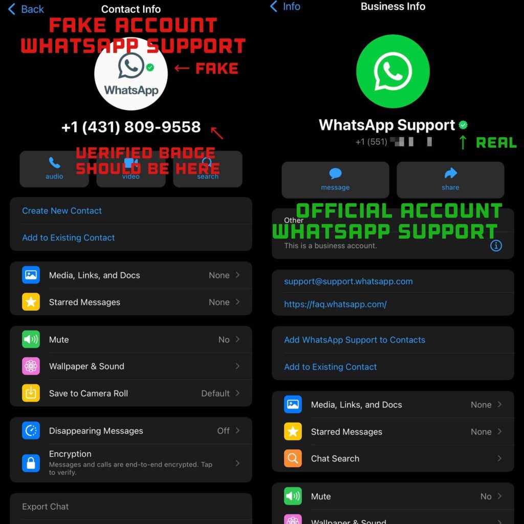WhatsApp Fake Support service Scammers